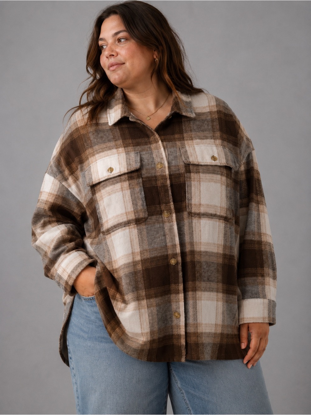 NWT Banana Republic Plaid Shirt Jacket XXL Brown Bailor Wool Blend Shacket